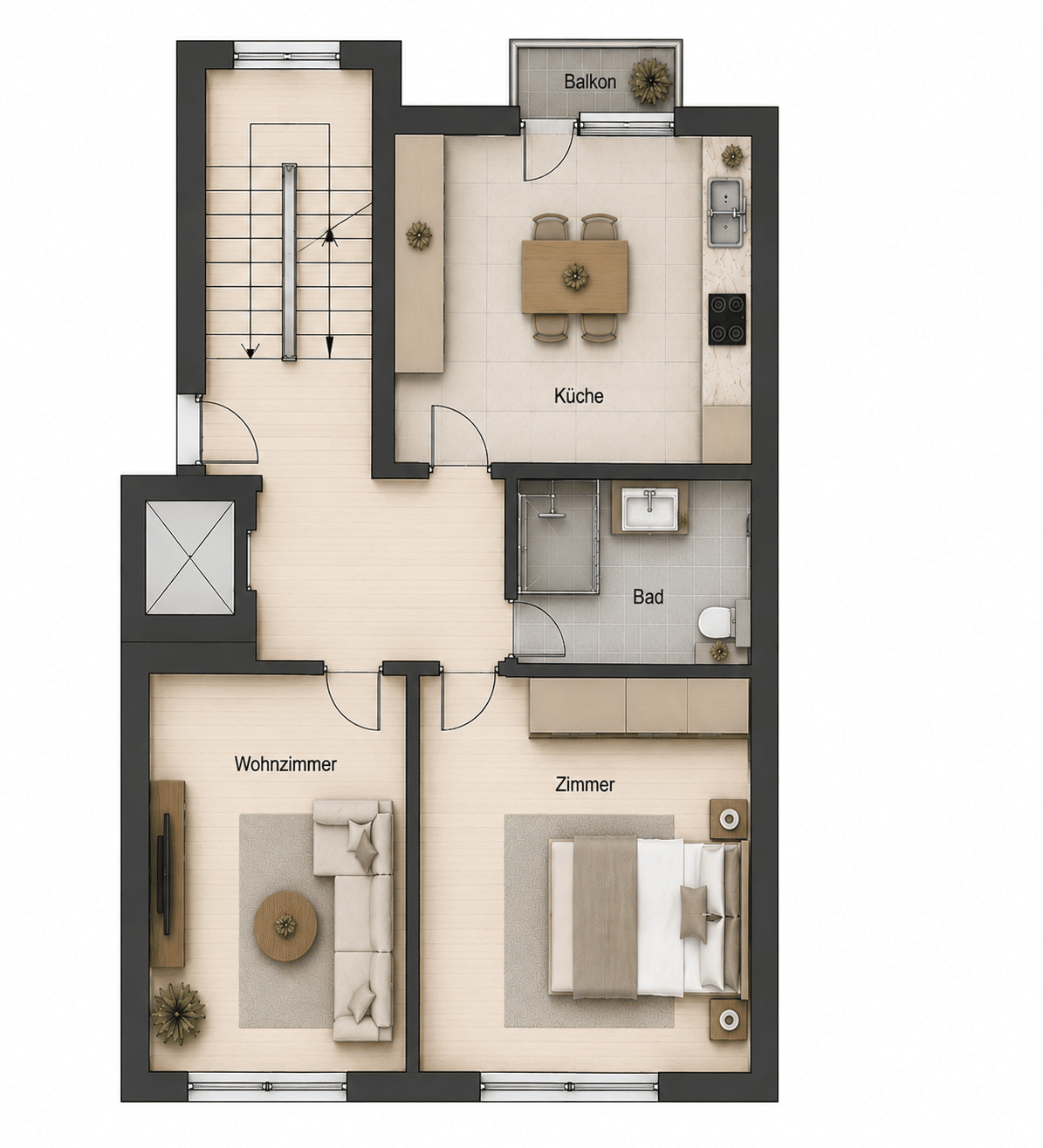 Mitten drin statt nur dabei – renovierte 2-Zimmer-Wohnung mit Balkon und Aufzug in Saarbrückens Innenstadt, 66111 Saarbrücken