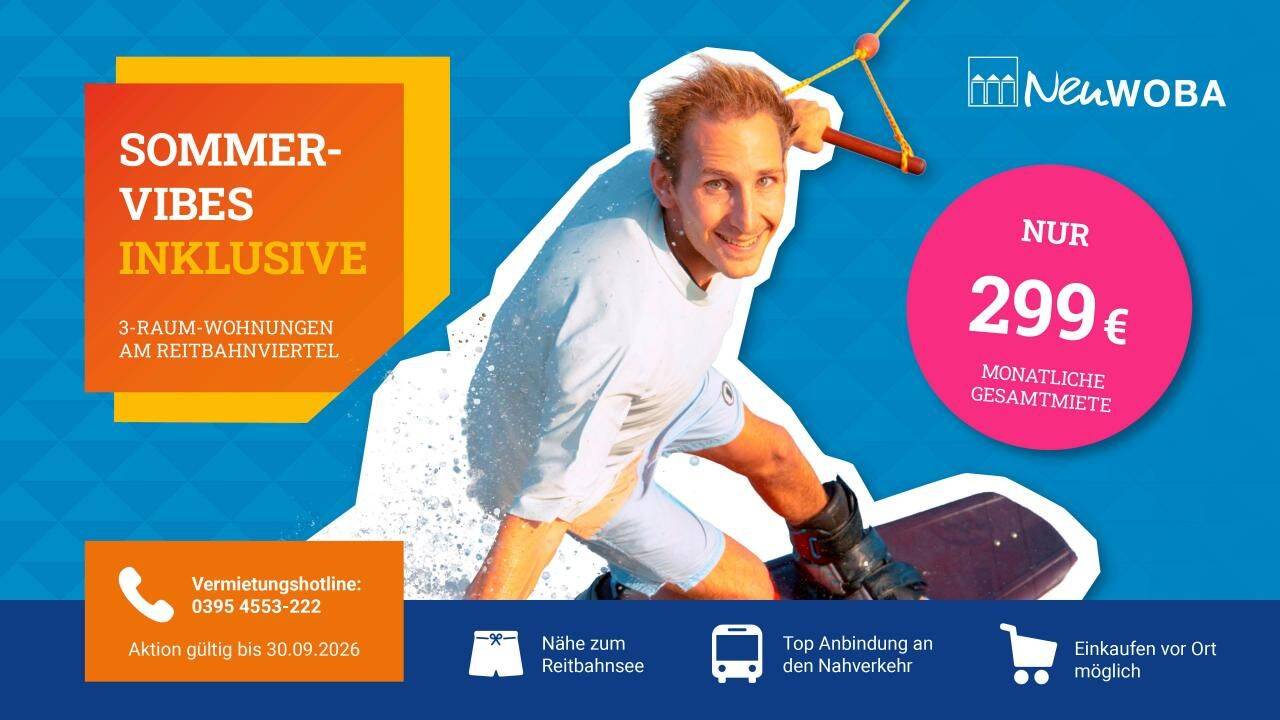 Angebot „Sommer – Kampagne Reitbahnviertel 2026“ 299 €, 17034 Neubrandenburg
