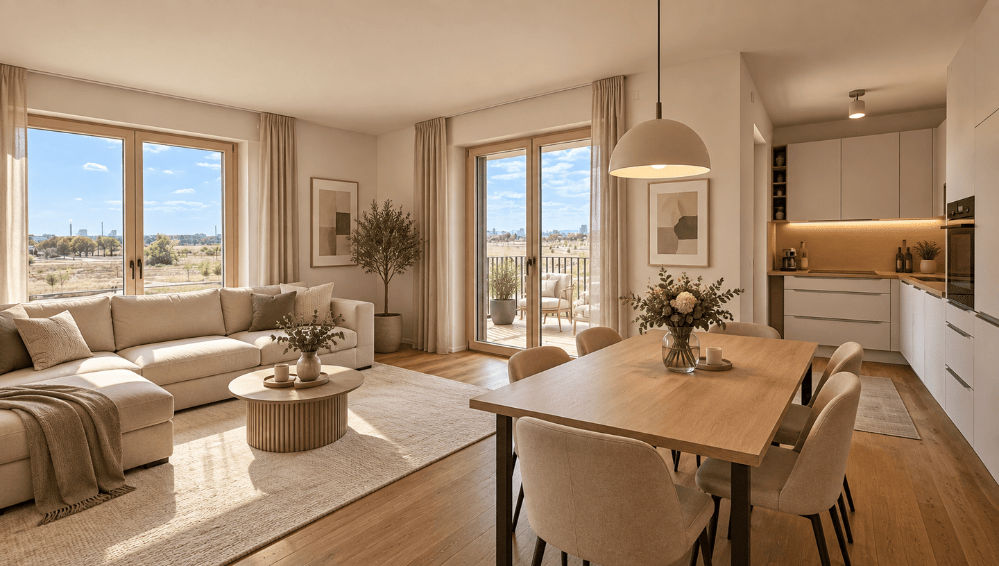 Erstbezug: Moderne 3-Zimmer-Wohnung mit Südwest-Loggia und Parkblick, 68259 Mannheim (Feudenheim Wallstadt)