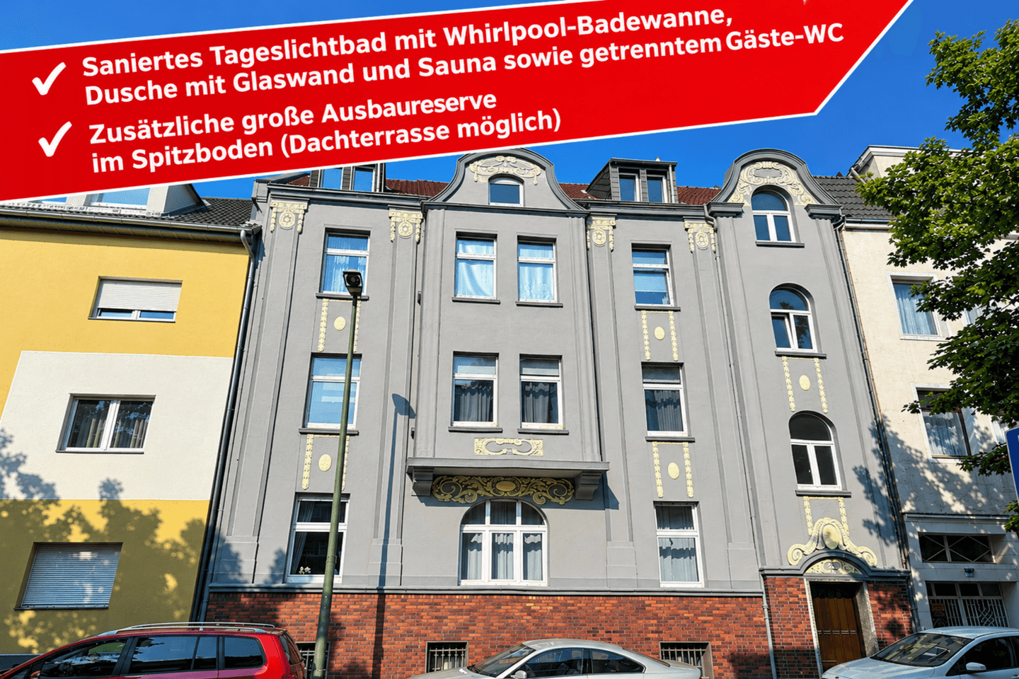 Charmante 3-Raum-Maisonette mit 106 m², Sauna & Whirlpool –  und viel Ausbaureserve im Spitzboden, 47169 Duisburg (Aldenrade Fahrn Marxloh Röttgersbach Wehofen)