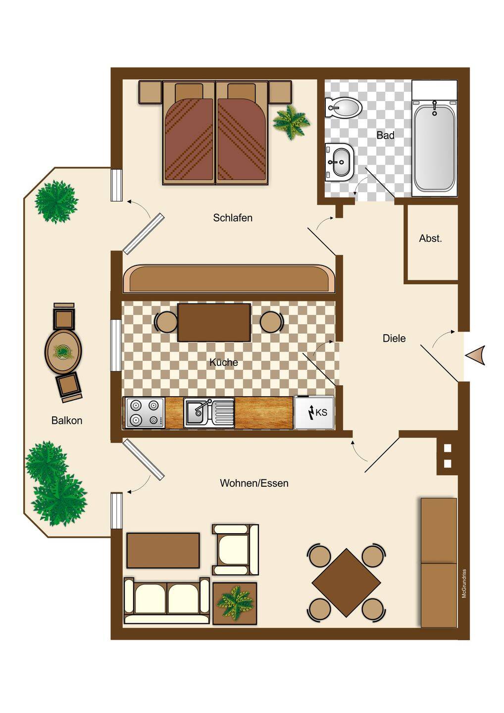 2-Raum mit großem Balkon, 4769 Mügeln