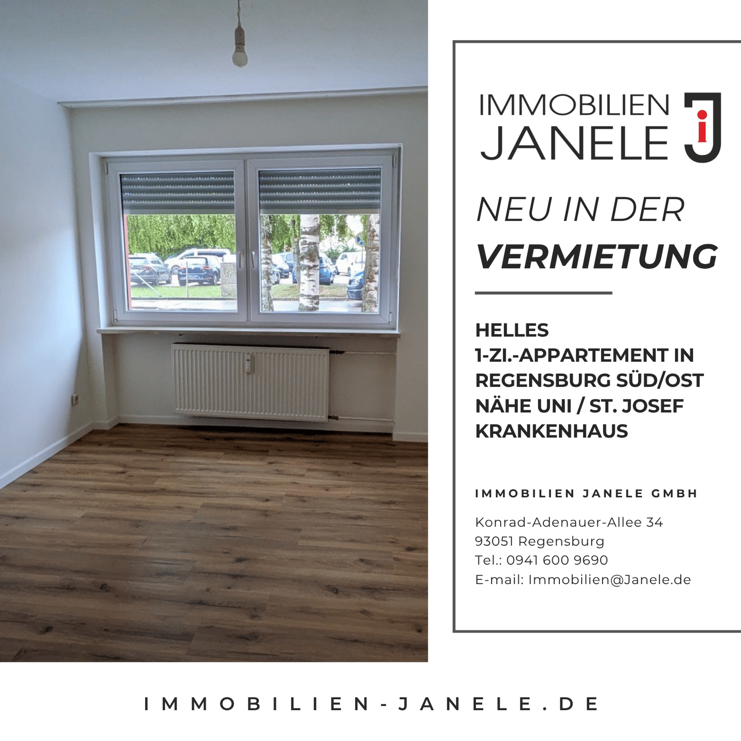 Helles 1-Zi.-Appartement in Regensburg Süd/Ost nähe Uni / St. Josef Krankenhaus, 93053 Regensburg (Galgenberg Kasernenviertel Kumpfmühl-Ziegetsdorf-Neuprüll Oberisling-Graß)