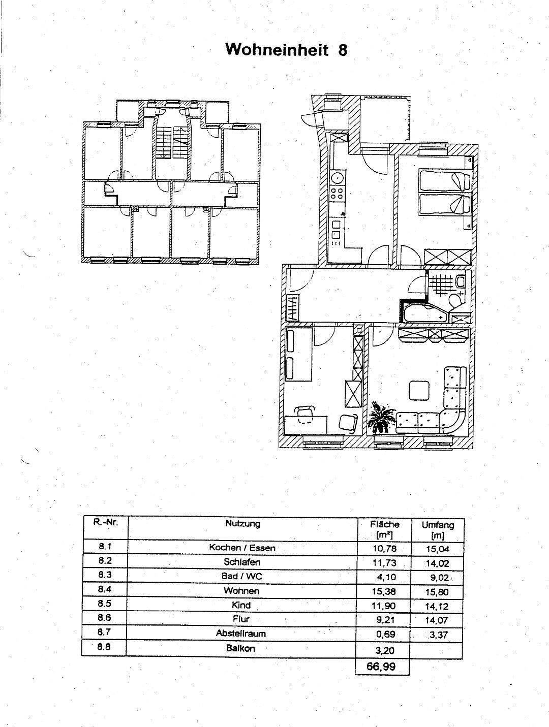 Kleine 3-Zi-Whg. mit Balkon im 3.OG, 7548 Gera