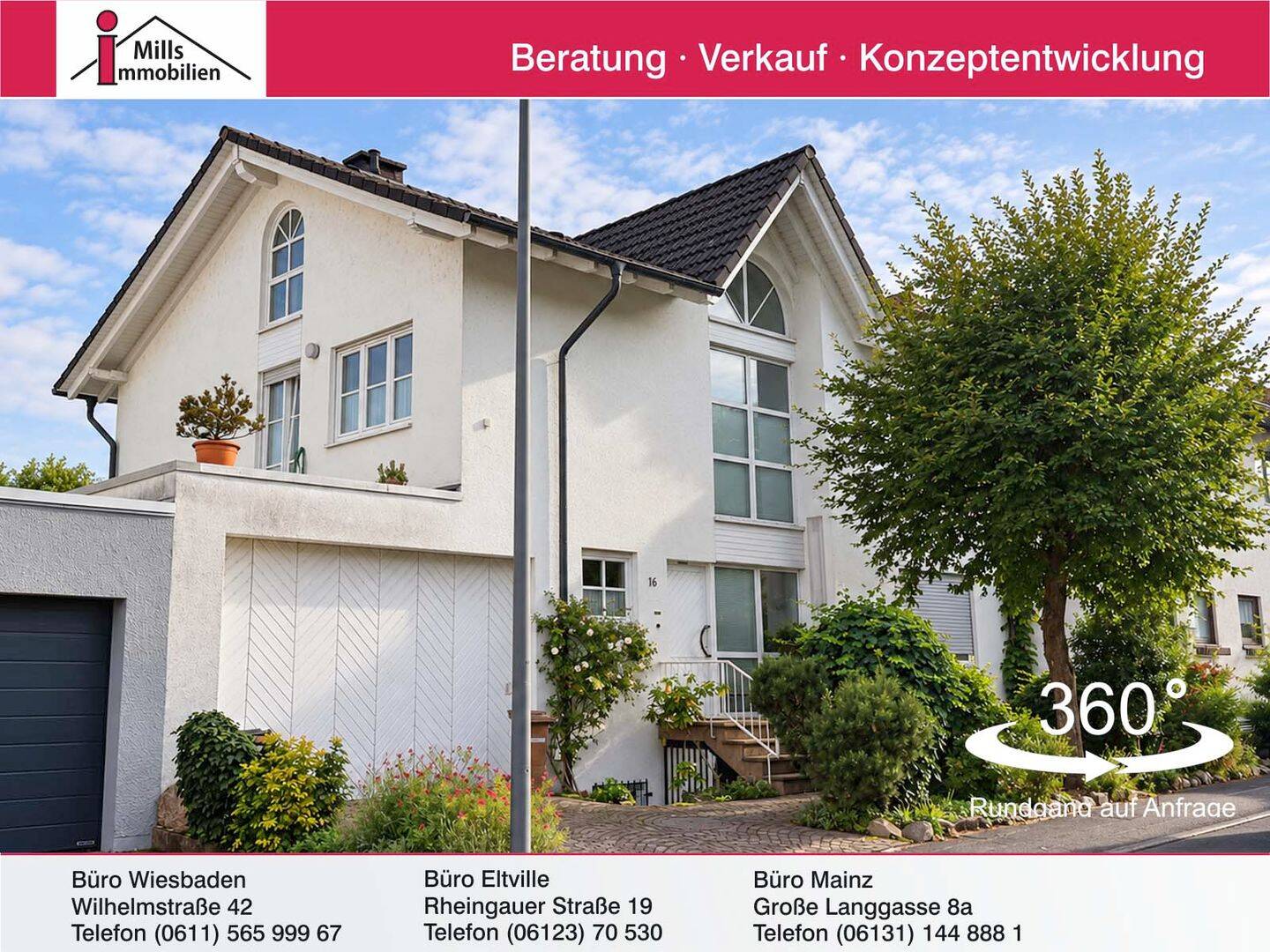 Exklusives Wohnjuwel – großzügige Doppelhaushälfte mit Dachterrasse und idyllischem Garten, 65385 Rüdesheim am Rhein