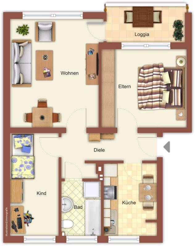 Gemütliche 3-Zimmer-Etagenwohnung mit Balkon in MG-Rheindahlen Tageslichtbad mit Badewanne, 41179 Mönchengladbach