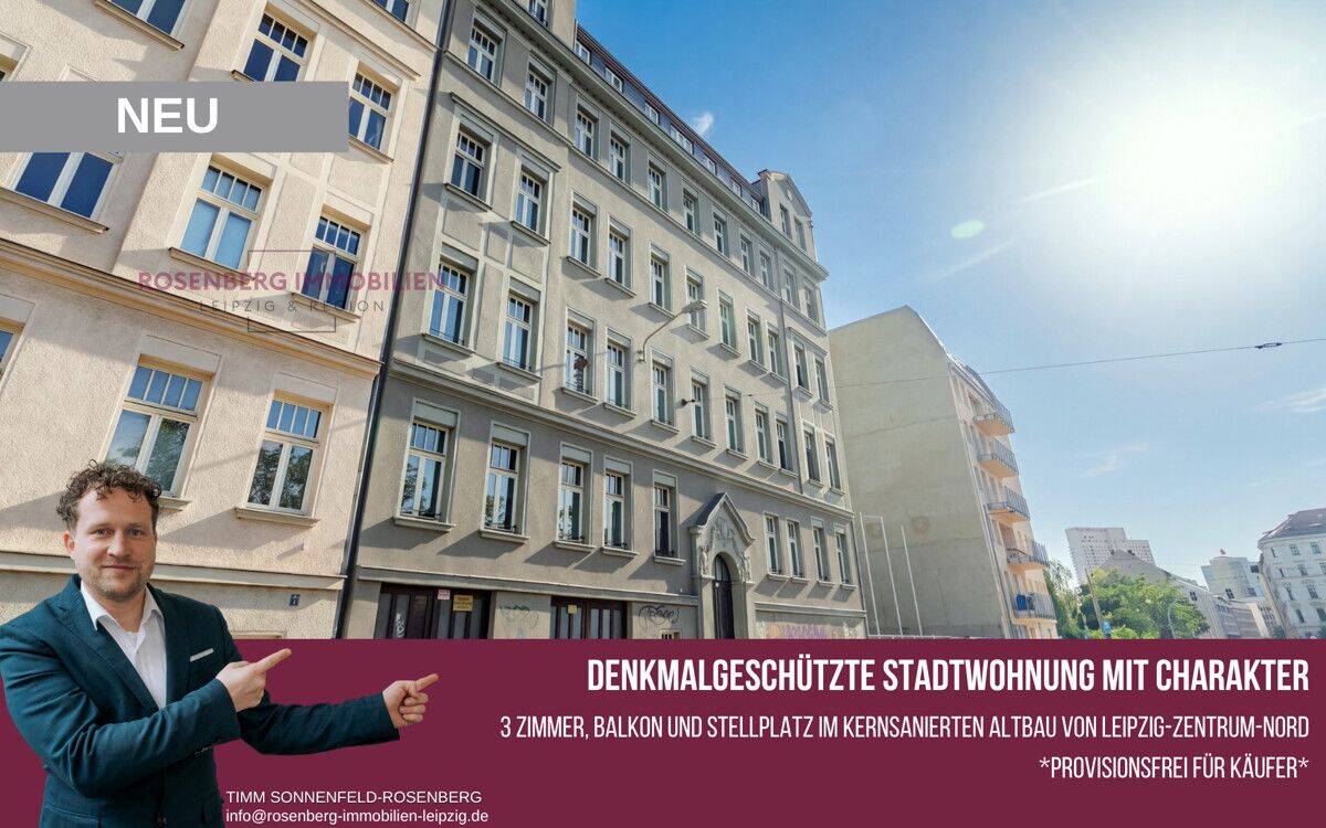 Altbau mit Geschichte:  3 Zimmer mit Stellplatz im sanierten Denkmal – provisionsfrei für Käufer, 4105 Leipzig (Zentrum-Nord Zentrum-Nordwest Zentrum-Ost Zentrum-West)