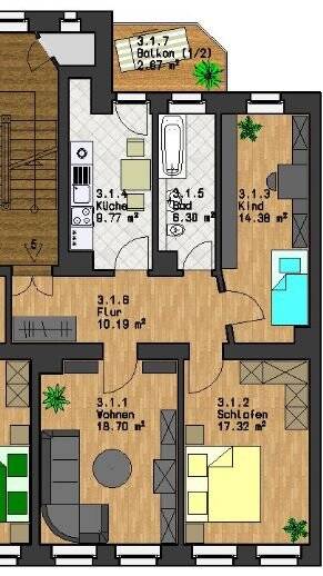 3-Zimmer Wohnung mit Balkon in Gohlis, 4157 Leipzig (Gohlis-Mitte Gohlis-Nord Möckern)