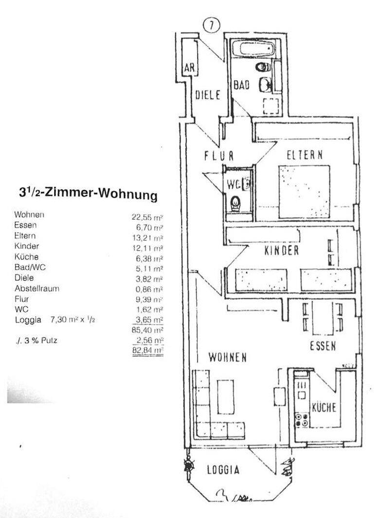 Helle 3,5-Zimmer Wohnung im 3. OG mit Balkon in Nürnberg Bleiweißviertel, 90461 Nürnberg