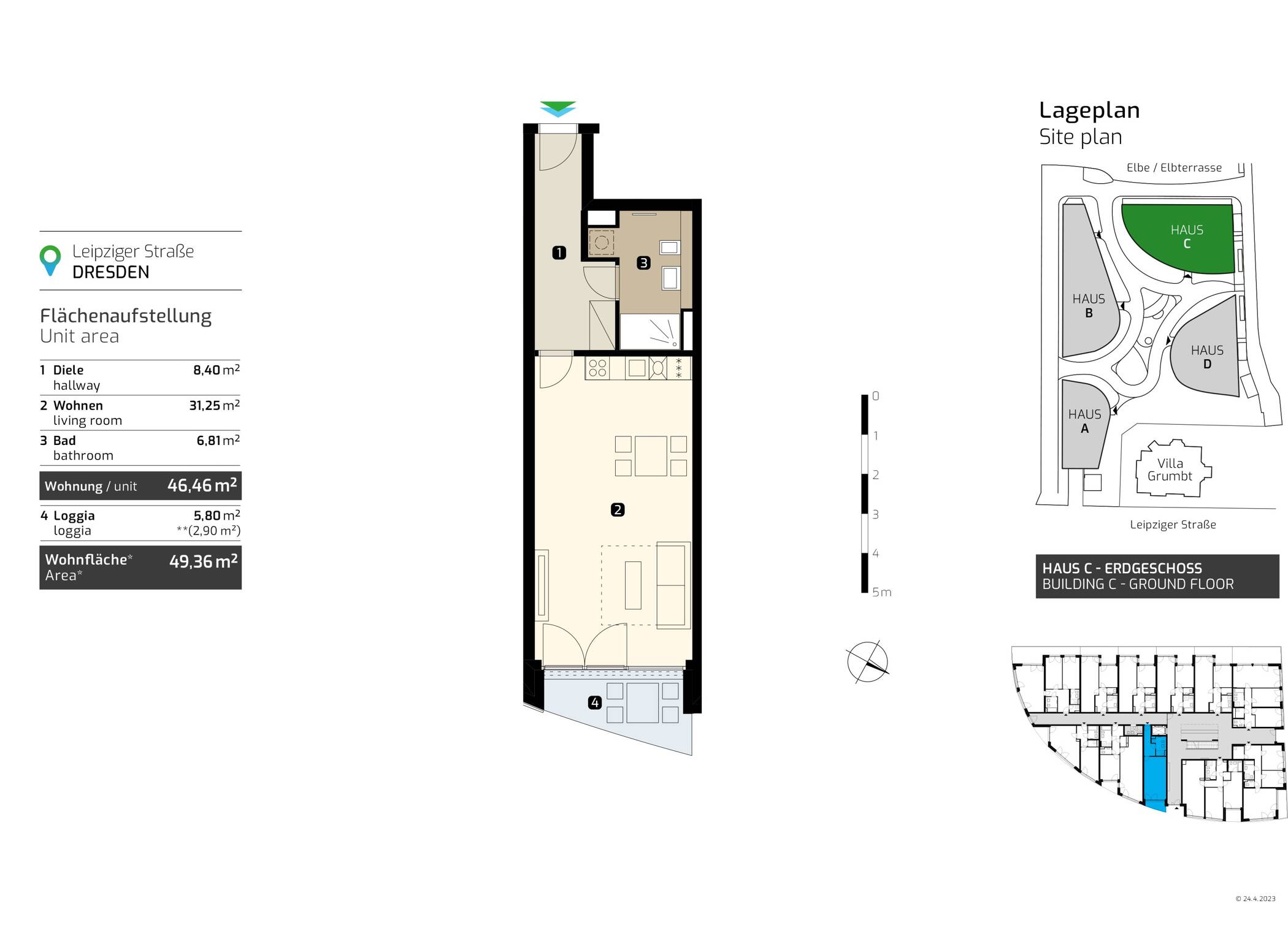 1-Zimmer Wohnung mit Loggia am Elbufer – Marina Garden, 1127 Dresden (Hellerberge Leipziger Vorstadt Mickten Pieschen-Nord/Trachenberge Pieschen-Süd)