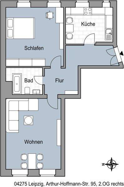 2 Zimmer, Küche, Bad – frisch renoviert – in der Südvorstadt!, 4275 Leipzig (Marienbrunn Südvorstadt)