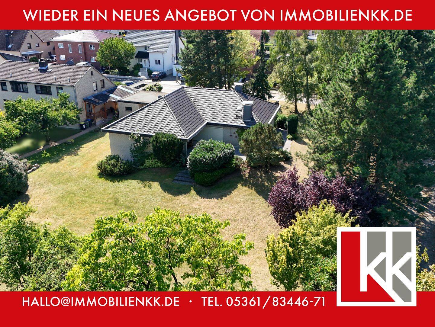 Architektur mit Weite: Bungalow in Feldrandlage auf einem Traumgrundstück in Nordsteimke, 38446 Wolfsburg