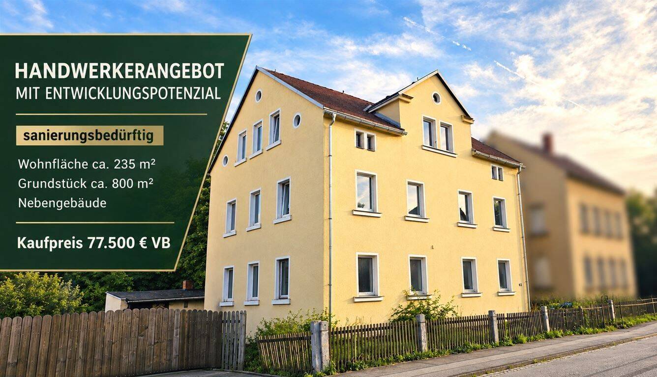 Vorankündigung! Großes Haus mit Garten – ideal für Handwerker und große Familien, 2763 Zittau