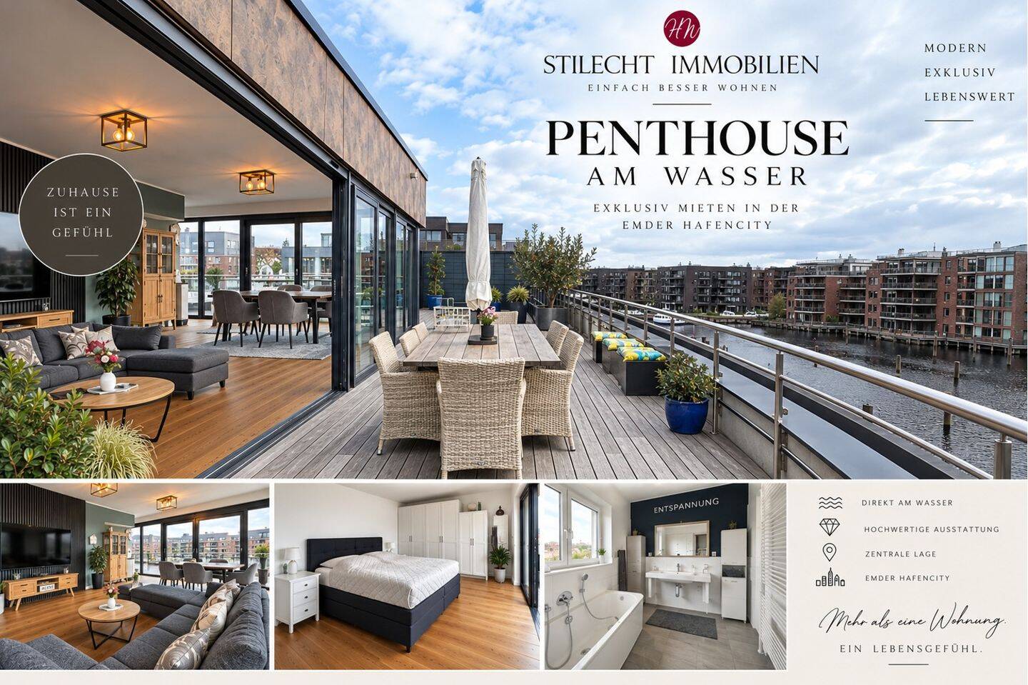 Maritimes Lebensgefühl: Penthouse Wohnung mit Dachterrasse, EBK & Carport in der Emder Hafencity!, 26725 Emden