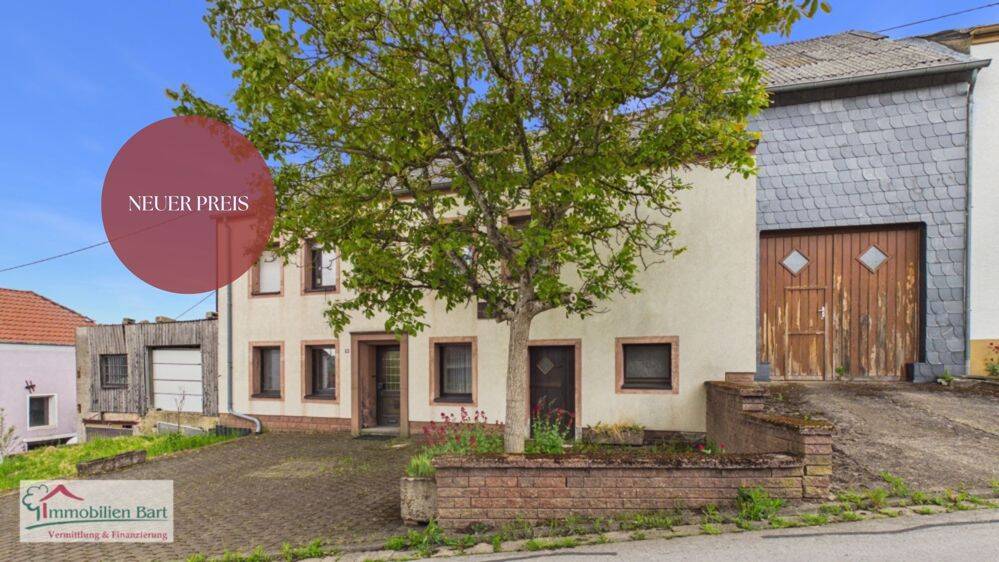 GRENZE L-REMICH: RENOVIERUNGSBEDÜRFTIGES BAUERNHAUS MIT GROßER SCHEUNE IN METTLACH-FAHA, 66693 Mettlach