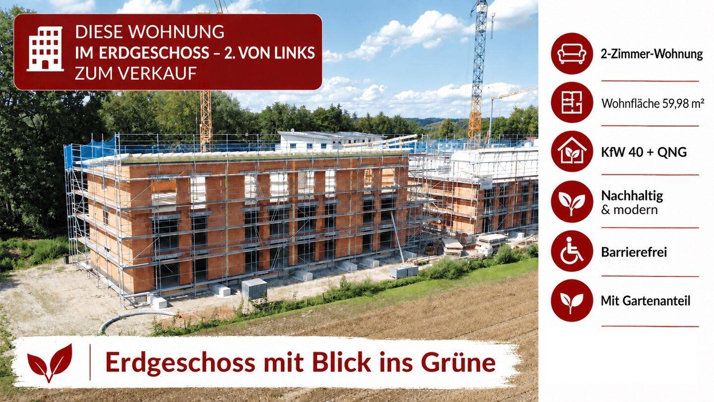 ** Barrierefreie 2-Zimmer-Wohnung – MODERN | KfW40 mit QNG **, 94437 Mamming