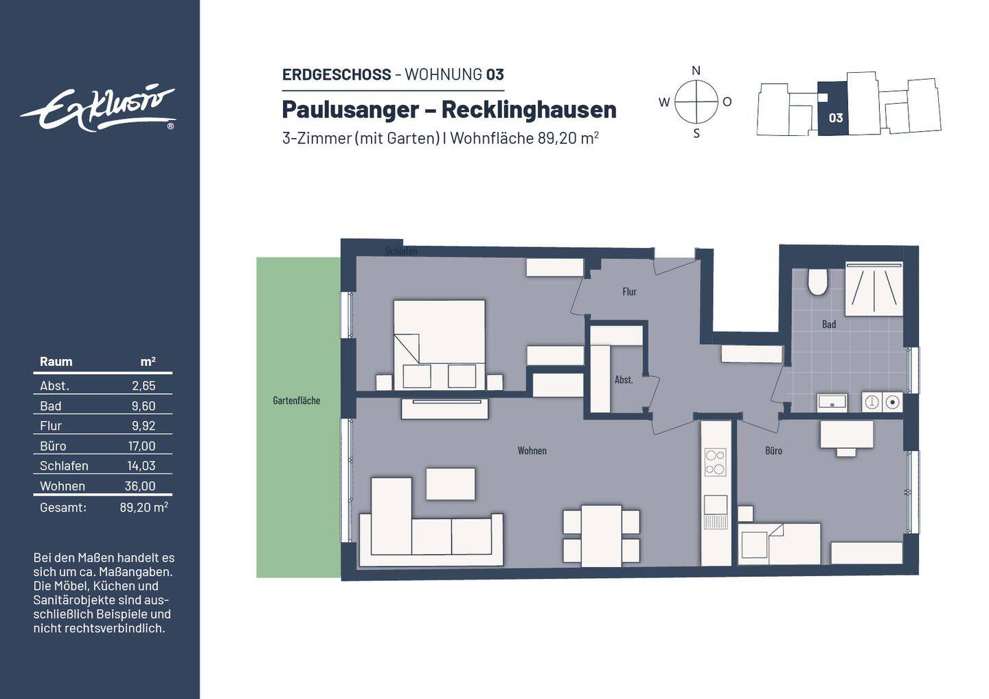 **Erstbezug** Moderne 3-Zimmer-Neubauwohnung, 45657 Recklinghausen