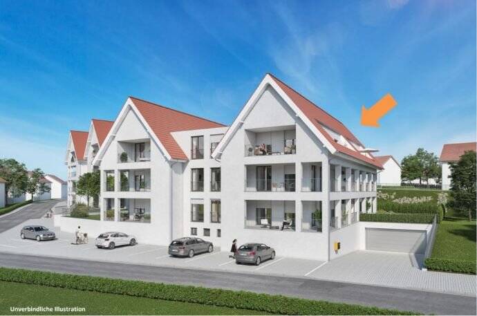 NEUBAU: Moderne 3-Zi-DG-Wohnung mit penthouseähnlichem Über-Eck-Balkon, Aussicht inklusive, 72666 Neckartailfingen
