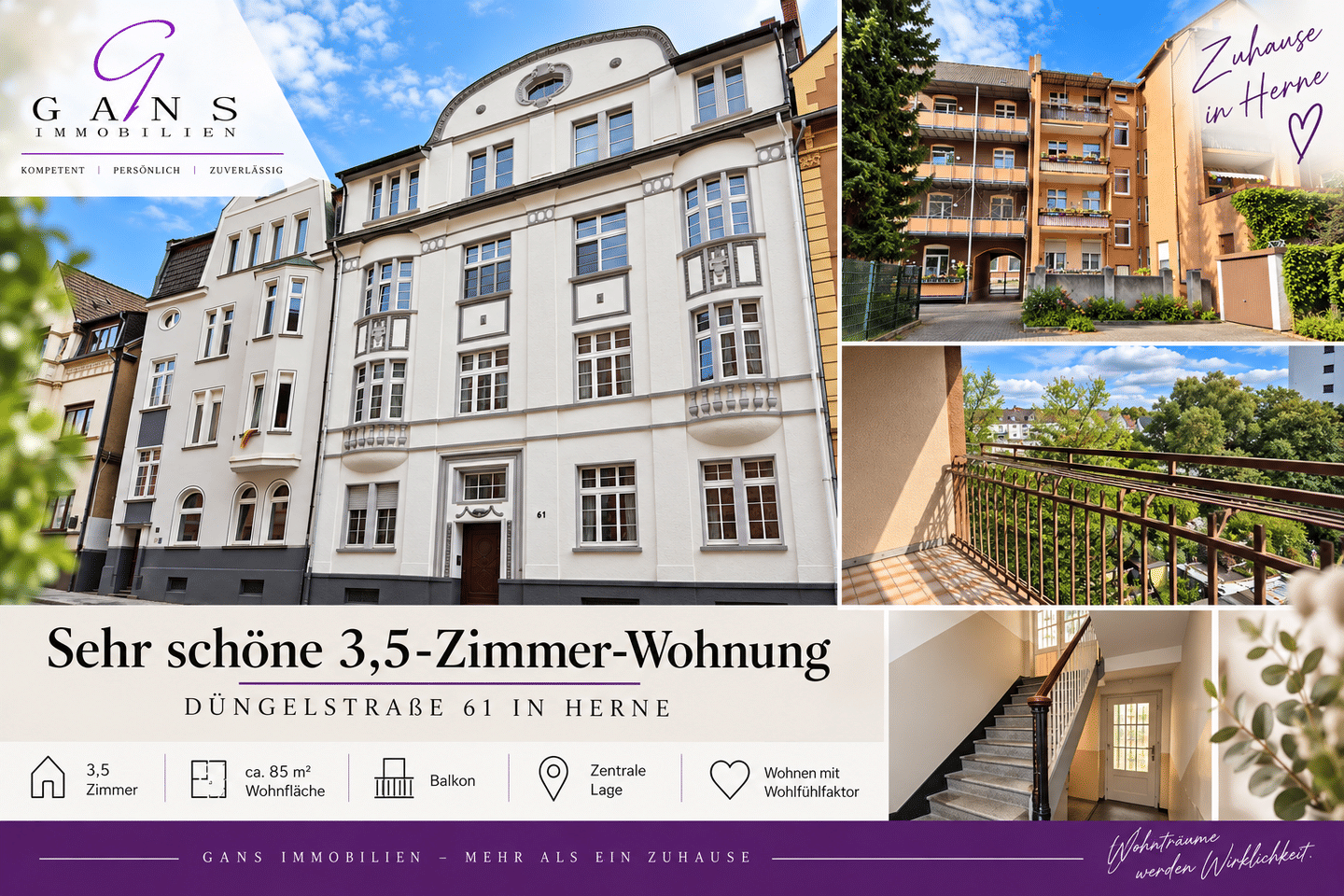 Sehr schöne 3,5 Zimmer Wohnung im 3.OG mit Balkon, 44623 Herne (Baukau-Ost Herne-Mitte Herne-Süd)