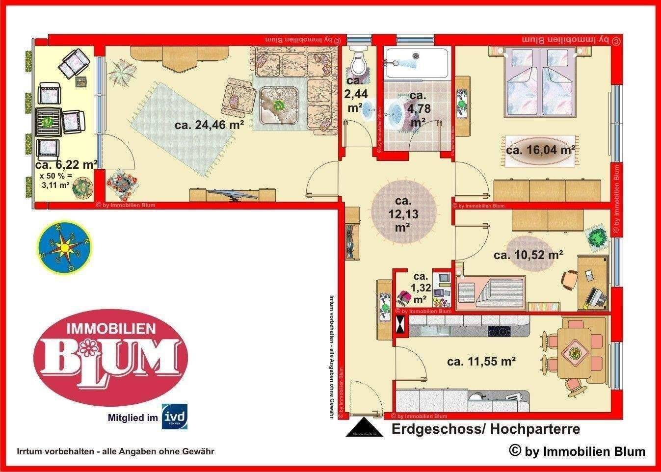 helle, großzügig geschnittene 3-Zimmer-Mietwohnung mit Einbauküche, großer Loggia und Garage in ruhiger und beliebter Wohnlage von LU-Oggersheim