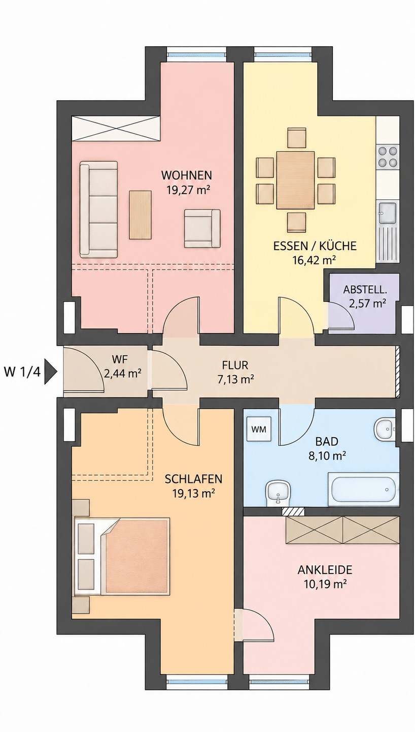 Großzügige 2-Zimmerwohnung mit 15 m² Terrasse, 98527 Suhl (Suhl)