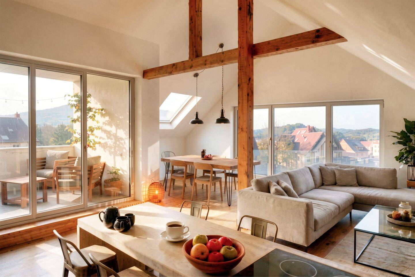 Das Highlight im Projekt Biberach: 4-Zimmer-Dachgeschoss mit Sichtgebälk, Dachterrasse und Klimadecke, 77781 Biberach