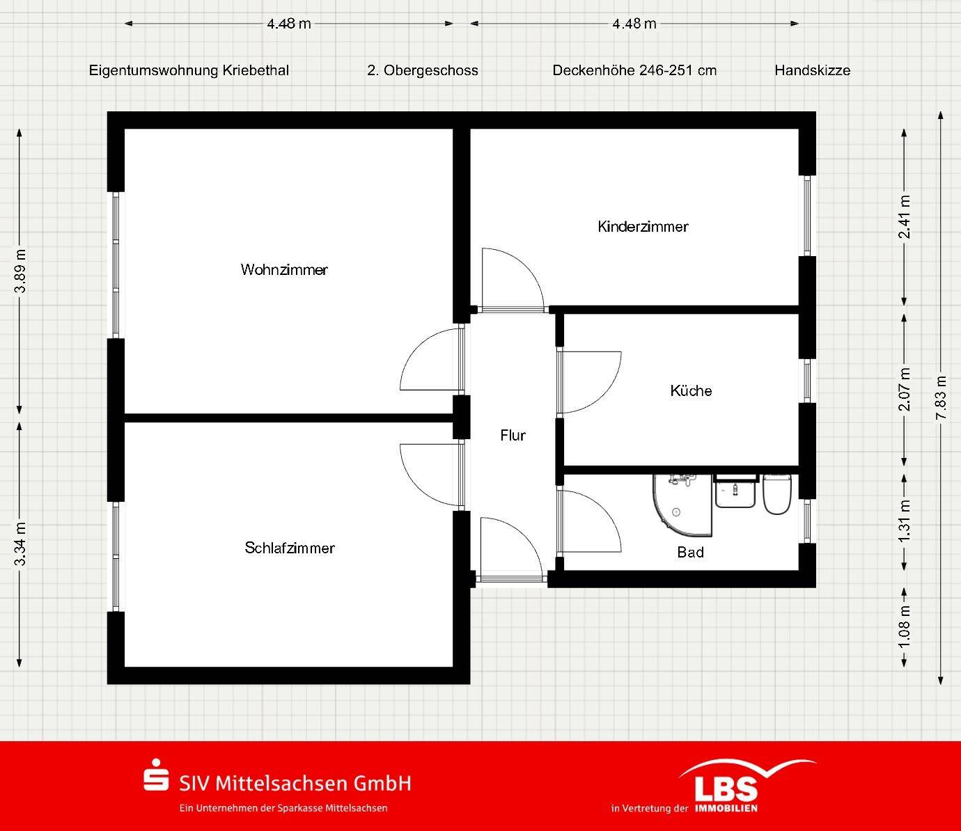 Helle 3-Zimmer-Wohnung in Kriebethal, 9648 Kriebstein