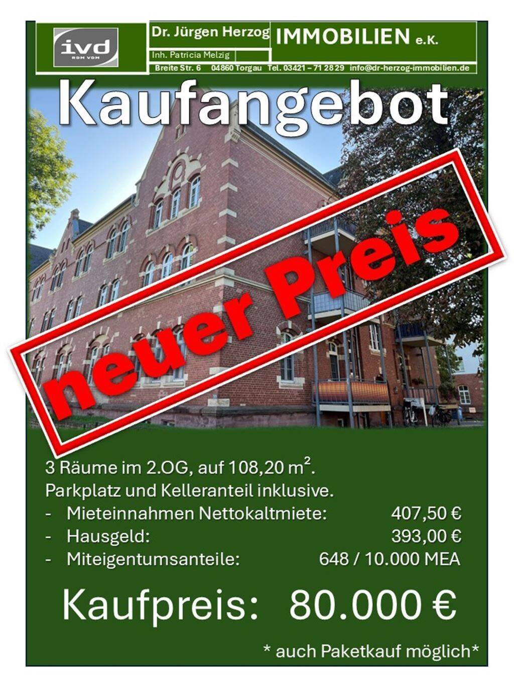 Vermietete 3-Raum-Eigentumswohnung im Husarenpark von Torgau, 4860 Dreiheide