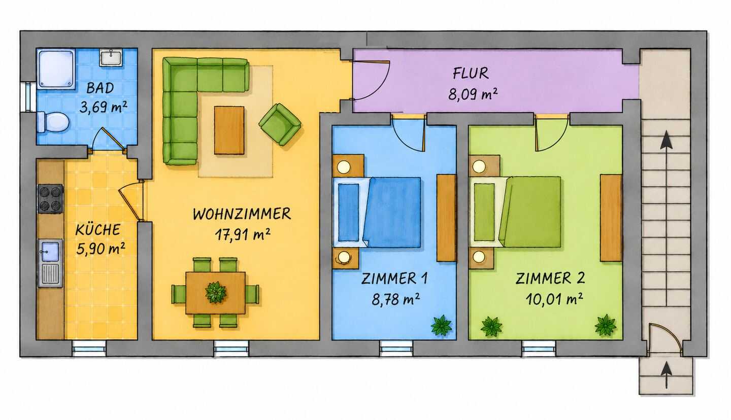 Gemütliche 2-Raumwohnung mit zusätzlichen Arbeits- oder Ankleidezimmer!, 6749 Bitterfeld-Wolfen