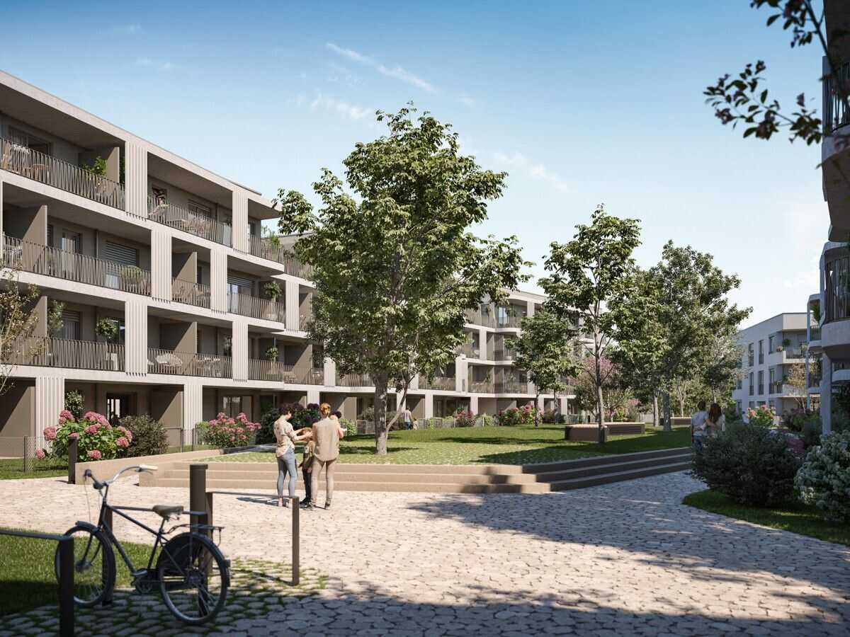 Nachhaltige 3-Zimmer-Wohnung mit En-Suite-Badezimmer, zwei Balkonen und Dachterrasse zum Innenhof, 85764 Oberschleißheim