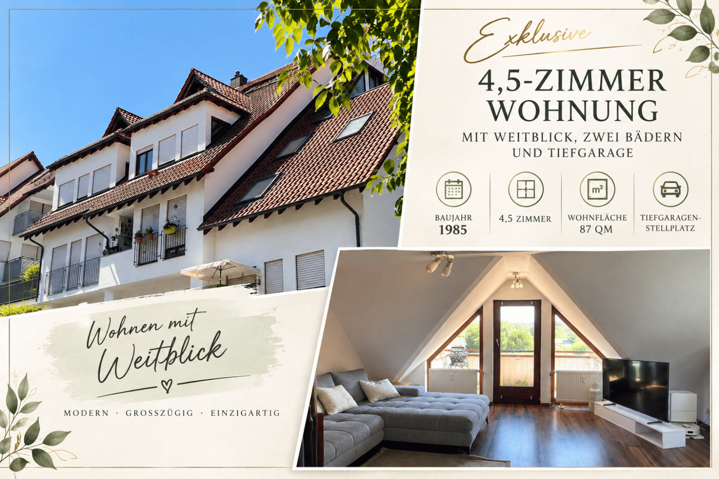 ** Wohnen mit Weitblick – moderne 4,5-Zimmer-Maisonette mit zwei Bädern & Tiefgarage **, 71546 Aspach