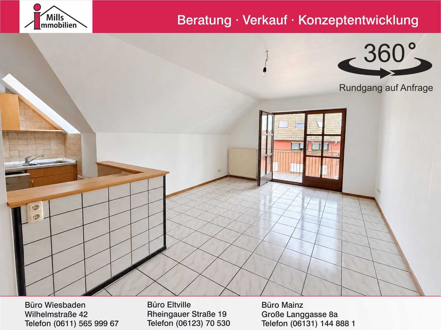 Gepflegte 3 ZKB-Wohnung mit Balkon in ruhiger Lage von Hallgarten, 65375 Oestrich-Winkel