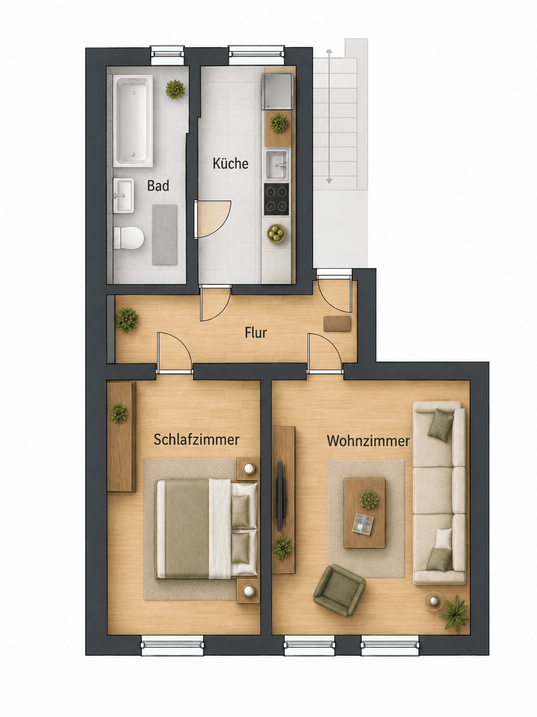 2 Zimmerwohnung im 1.Obergeschoss zur Miete in Rodewisch, 8228 Rodewisch