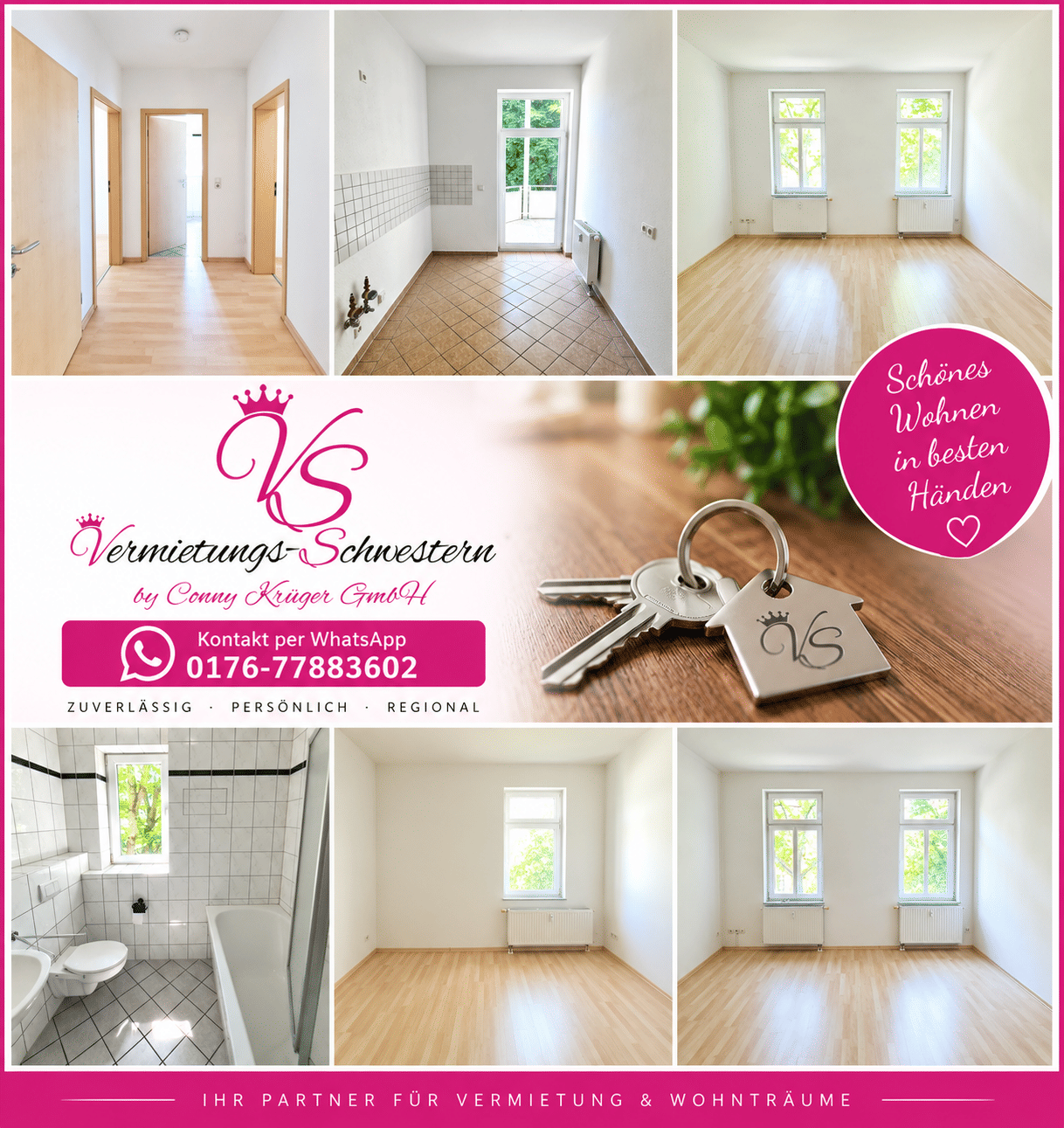 Altchemnitz,- ruhig gelegene 3 Raum Wohnung mit Balkon und Tageslicht Bad, 9120 Chemnitz (Altchemnitz Bernsdorf Helbersdorf Kapellenberg)