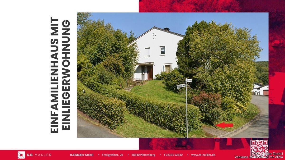 R.B. Makler: Einfamilienhaus mit Einliegerwohnung mit Garten und zwei Garagen in Plettenberg!, 58840 Plettenberg