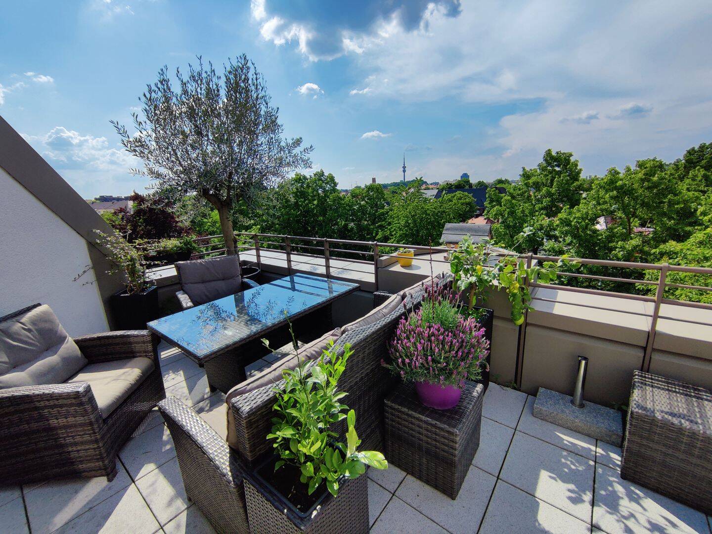 Befristete Untervermietung: Voll möbliertes Dachterrassen-Apartment / Über den Dächern Münchens, 80804 München (Schwabing-Freimann Schwabing-West)