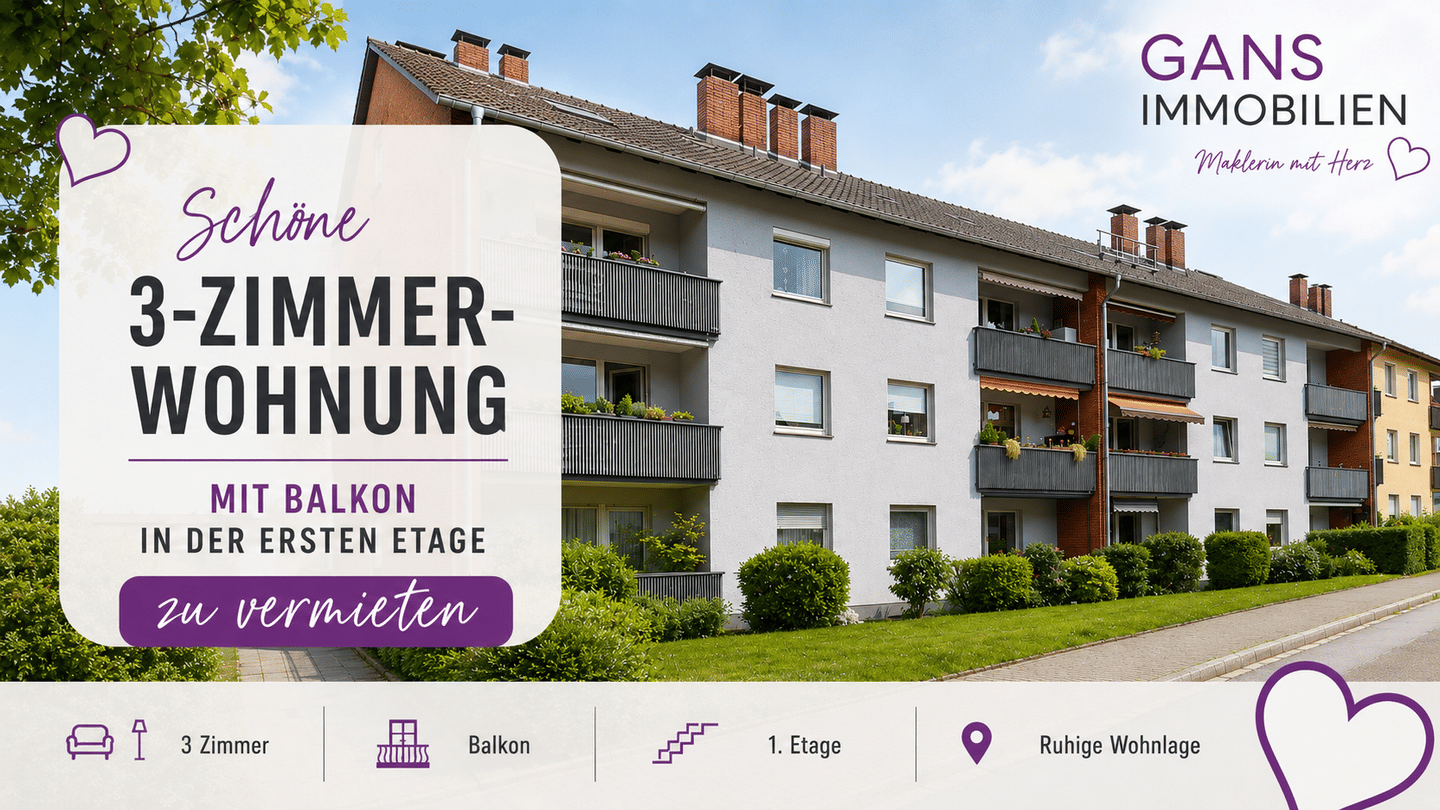 Hochwertige 3 Zimmer-Wohnung mit Loggia in bevorzugter Wohnlage in Eickel, 44652 Herne (Baukau-West Eickel Holsterhausen Wanne Wanne-Süd)