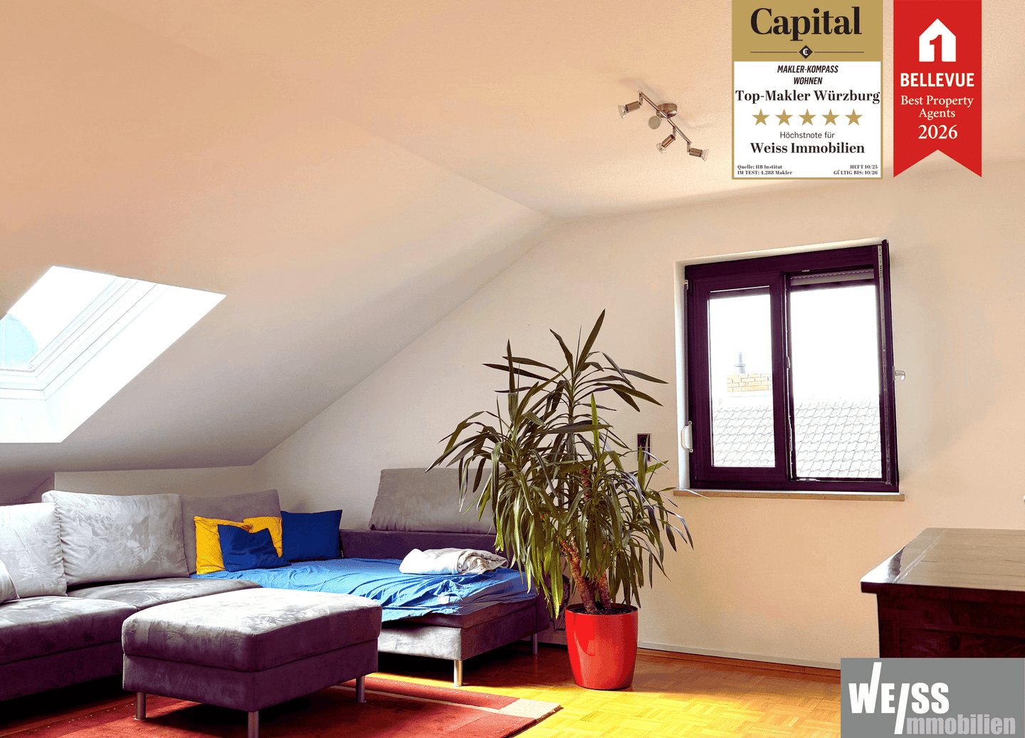 Attraktive 3-Zimmer-Dachgeschosswohnung mit Einbauküche und Gemeinschaftsgarten, 97204 Höchberg