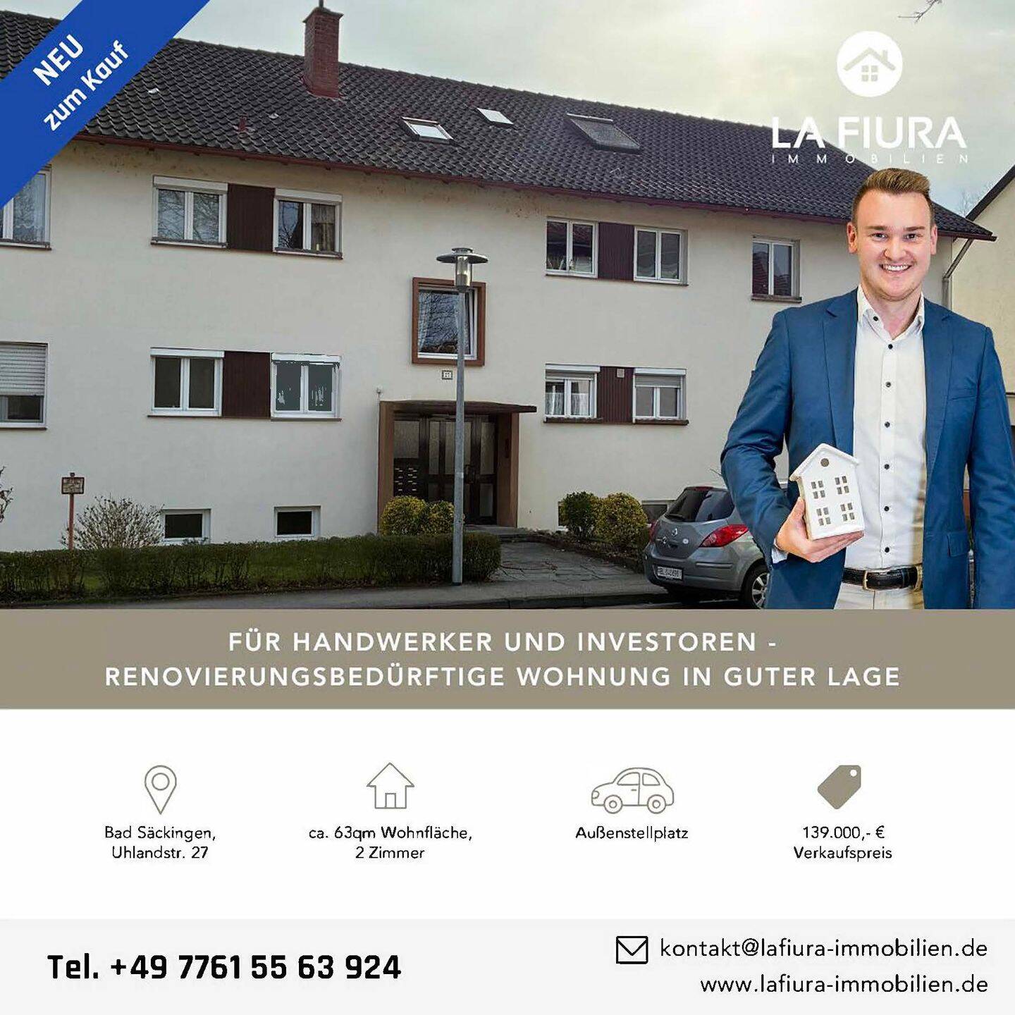 LFI | Für Handwerker u. Investoren – sanierungsbedürftige Wohnung in guter Lage von Bad Säckingen, 79713 Bad Säckingen