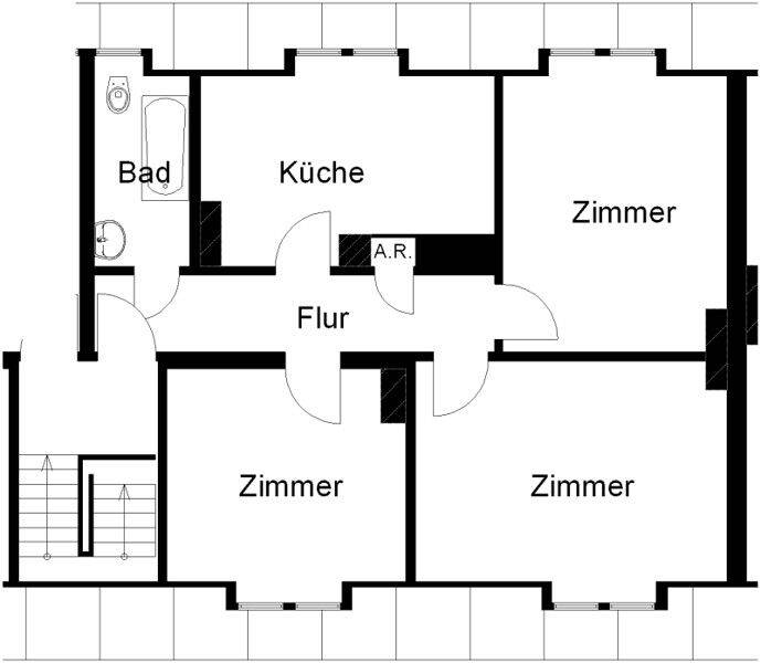 WG-geeignet und stadtnah: gut geschnittene 3-Zi.-Whg. mit Küche und Bad, 49074 Osnabrück (Gartlage Innenstadt)