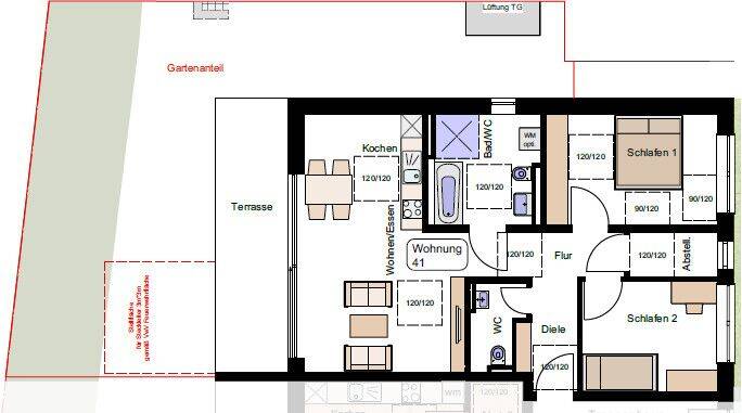 Erstbezug 3-Zimmer-Neubauwohnung mit Terrasse und eigenem  Gartenanteil, 71540 Murrhardt