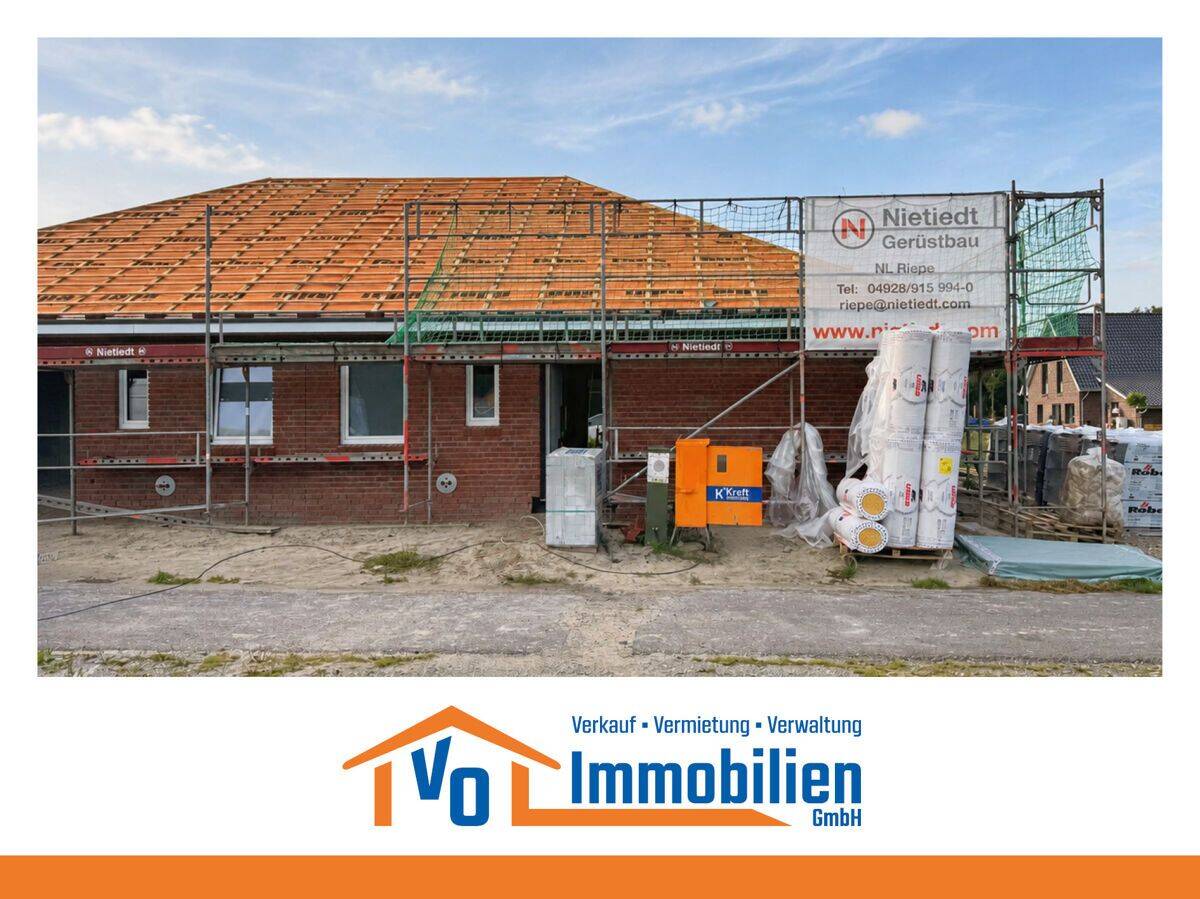 KfW 55 Effizienzhaus: Neubau-Bungalowhälfte mit EBK & Südwestterrasse in Uplengen-Neudorf, 26670 Uplengen