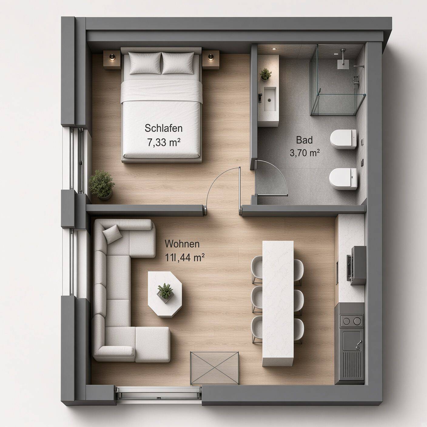 Modernisierte 1,5-Zimmer-Wohnung mit Carport in zentraler Lage von Singen, 78224 Singen (Hohentwiel)