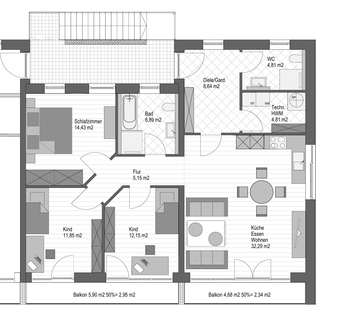 Mehr Raum fürs Familienleben: 4-Zimmer-Neubau mit 2 Balkonen, 85435 Erding