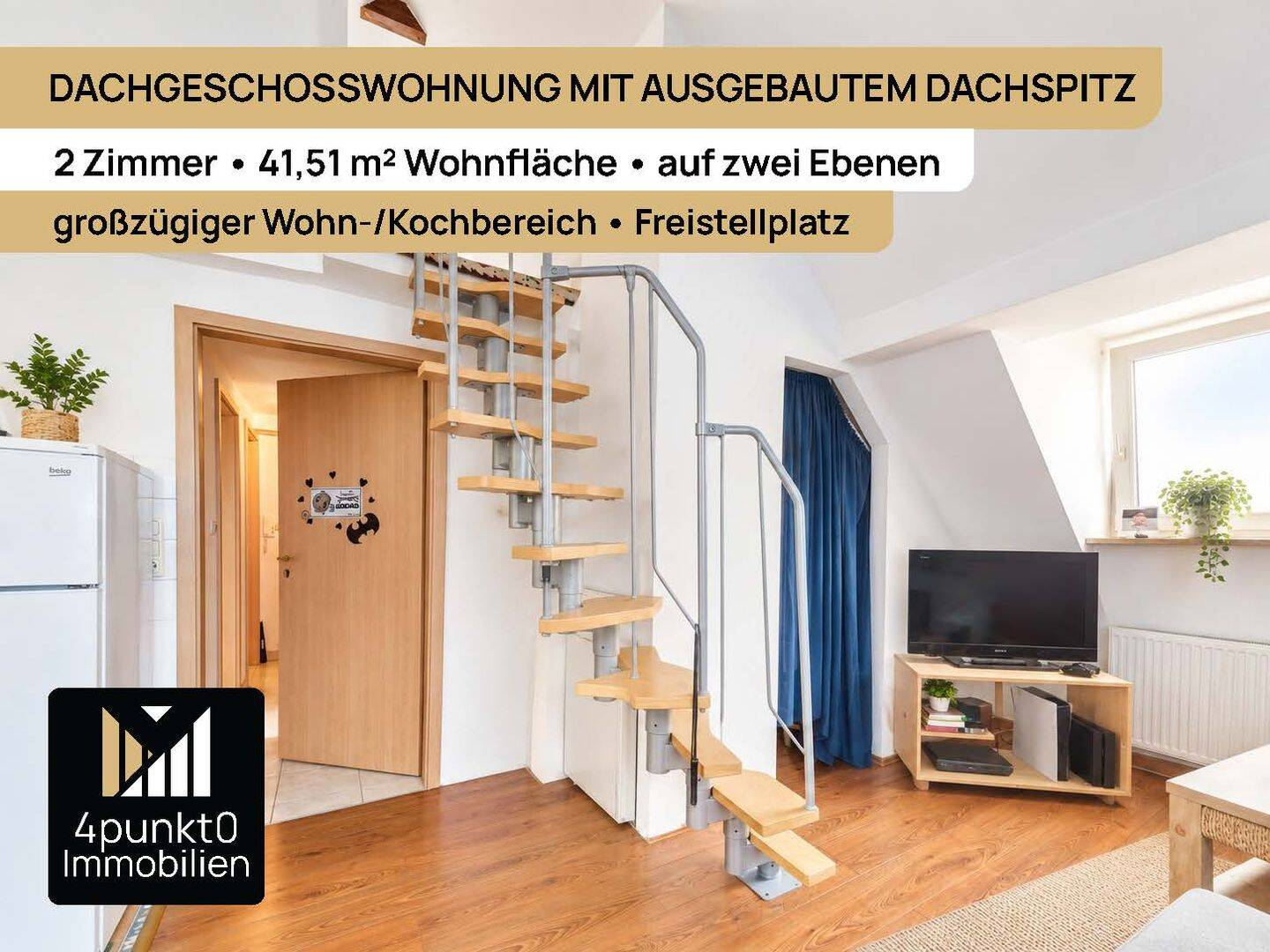 2-Zimmer-Dachgeschosswohnung mit großer Wohnküche, Galerieebene und Stellplatz, 86165 Augsburg (Lechhausen)