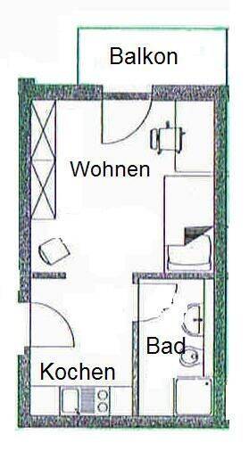 1-Raum Appartement mit Balkon( 03) in Ilmenau, 98693 Ilmenau