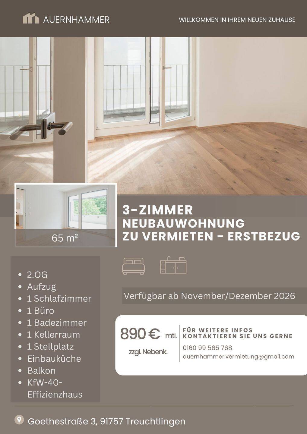 3 Zimmer-Neubauwohnung- ERSTBEZUG, 91757 Treuchtlingen