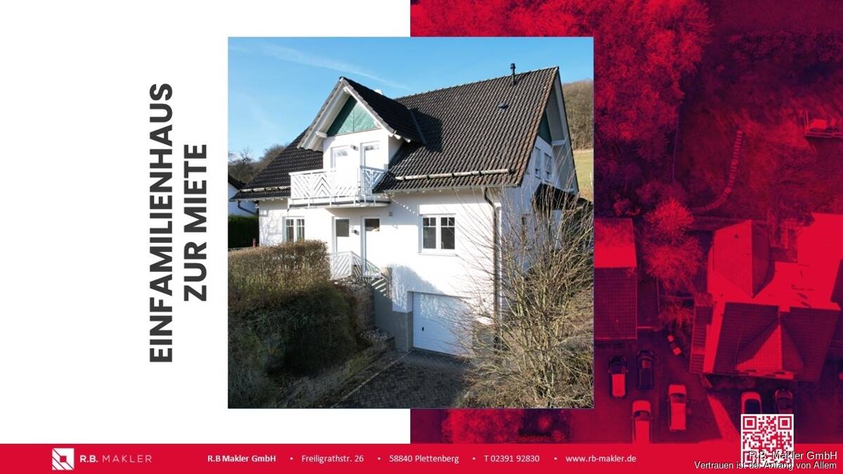 R.B. Makler: Traumhaftes Einfamilienhaus in bester Lage zur Miete in Plettenberg, 58840 Plettenberg