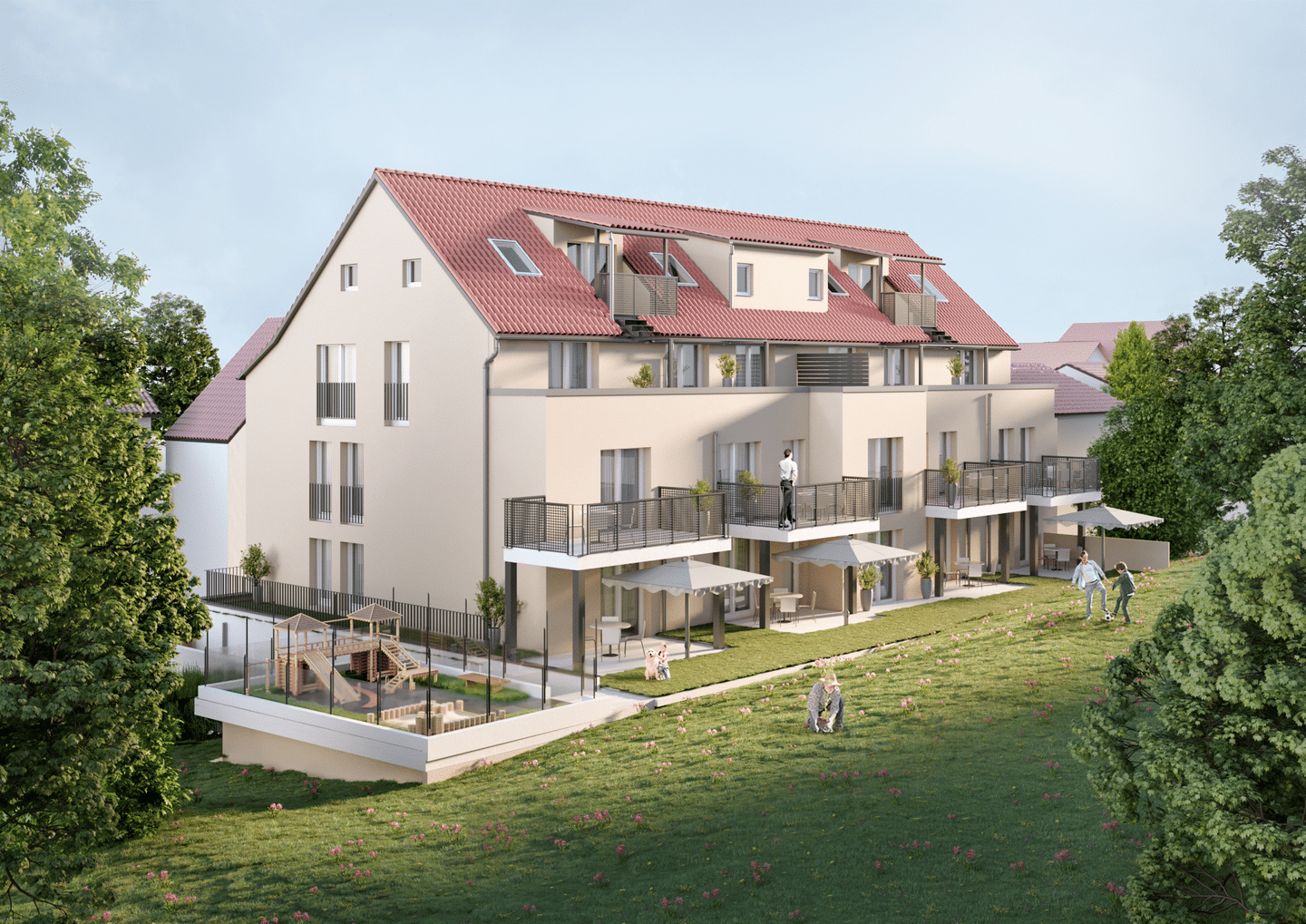 Dachgeschoss mit 2 Terrassen: 3,5 Zimmer individuell planbar · KfW 40 QNG, 72622 Nürtingen