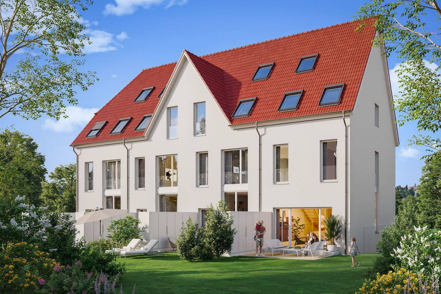 Wohnpark Sonnenaue: KfW Effizienzhäuser / Exklusives, familienfreundliches Wohnen in außergewöhnlicher Lage – Neubau auch mit Untergeschoss, 1159 Dresden