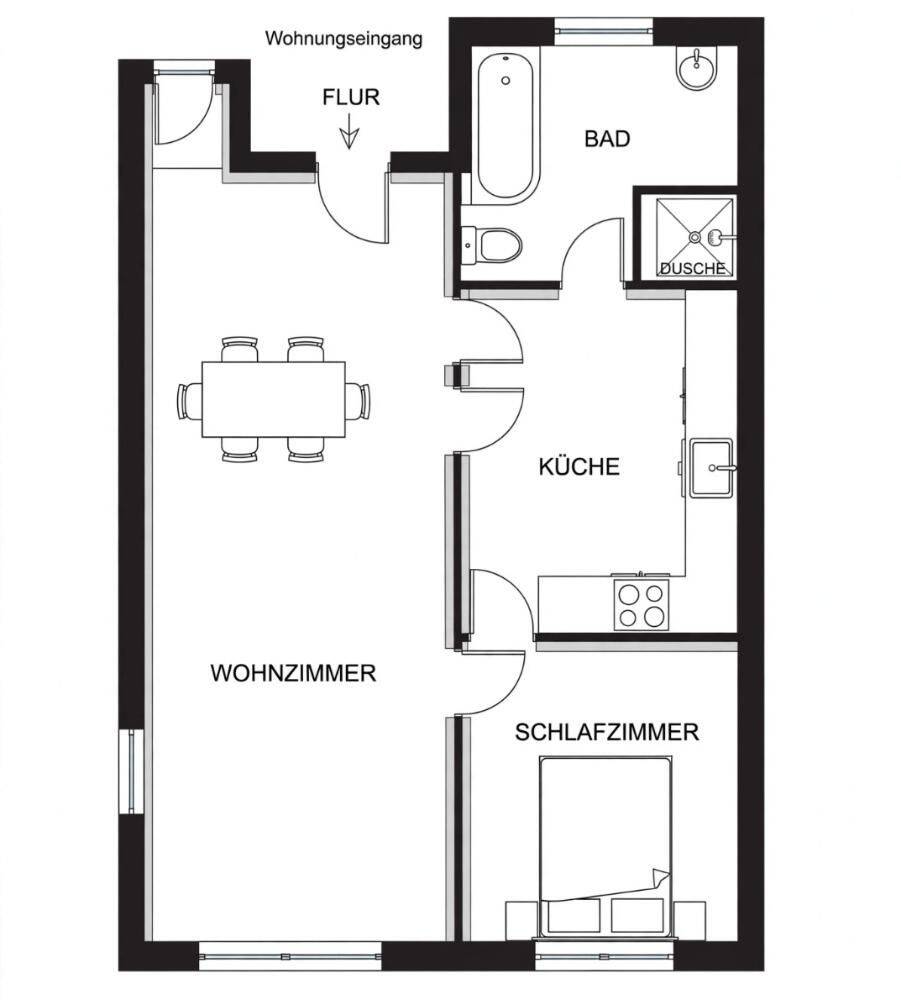 Zentrumsnahe 2-Raumwohnung mit Einbauküche, 98693 Ilmenau